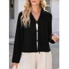 imageEVALESS Womens Blouses Cute Long Sleeve Bow Tie Front Shirts Going Out Tops Spring Summer Outfits Trendy 2025Black