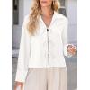 imageEVALESS Womens Blouses Cute Long Sleeve Bow Tie Front Shirts Going Out Tops Spring Summer Outfits Trendy 2025White
