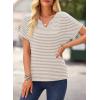 imageEVALESS Womens Dressy Casual Cap Short Sleeve Tops Trendy Summer V Neck Loose Striped Casual Basic T Shirts Tee BlousesBeige Stripe