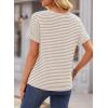 imageEVALESS Womens Dressy Casual Cap Short Sleeve Tops Trendy Summer V Neck Loose Striped Casual Basic T Shirts Tee BlousesBeige Stripe