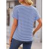 imageEVALESS Womens Dressy Casual Cap Short Sleeve Tops Trendy Summer V Neck Loose Striped Casual Basic T Shirts Tee BlousesBlue Stripe