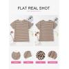 imageEVALESS Womens Dressy Casual Cap Short Sleeve Tops Trendy Summer V Neck Loose Striped Casual Basic T Shirts Tee BlousesBrown Stripe