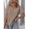 imageEVALESS Womens Dressy Casual Cap Short Sleeve Tops Trendy Summer V Neck Loose Striped Casual Basic T Shirts Tee BlousesBrown Stripe