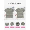 imageEVALESS Womens Dressy Casual Cap Short Sleeve Tops Trendy Summer V Neck Loose Striped Casual Basic T Shirts Tee BlousesGreen Stripe