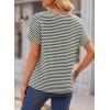 imageEVALESS Womens Dressy Casual Cap Short Sleeve Tops Trendy Summer V Neck Loose Striped Casual Basic T Shirts Tee BlousesGreen Stripe