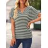 imageEVALESS Womens Dressy Casual Cap Short Sleeve Tops Trendy Summer V Neck Loose Striped Casual Basic T Shirts Tee BlousesGreen Stripe