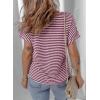 imageEVALESS Womens Dressy Casual Cap Short Sleeve Tops Trendy Summer V Neck Loose Striped Casual Basic T Shirts Tee BlousesRed Stripe