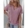 imageEVALESS Womens Dressy Casual Cap Short Sleeve Tops Trendy Summer V Neck Loose Striped Casual Basic T Shirts Tee BlousesRed Stripe