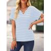 imageEVALESS Womens Dressy Casual Cap Short Sleeve Tops Trendy Summer V Neck Loose Striped Casual Basic T Shirts Tee BlousesSky Blue Stripe