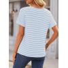 imageEVALESS Womens Dressy Casual Cap Short Sleeve Tops Trendy Summer V Neck Loose Striped Casual Basic T Shirts Tee BlousesSky Blue Stripe