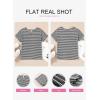 imageEVALESS Womens Dressy Casual Cap Short Sleeve Tops Trendy Summer V Neck Loose Striped Casual Basic T Shirts Tee BlousesWhite Stripe