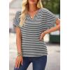 imageEVALESS Womens Dressy Casual Cap Short Sleeve Tops Trendy Summer V Neck Loose Striped Casual Basic T Shirts Tee BlousesWhite Stripe