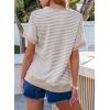 imageEVALESS Womens Oversized Tshirts Trendy Crewneck Short Sleeve Tops Color Block Striped T Shirts Loose Fit TeeApricot Stripe