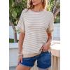 imageEVALESS Womens Oversized Tshirts Trendy Crewneck Short Sleeve Tops Color Block Striped T Shirts Loose Fit TeeApricot Stripe