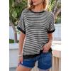 imageEVALESS Womens Oversized Tshirts Trendy Crewneck Short Sleeve Tops Color Block Striped T Shirts Loose Fit TeeBlack Stripe