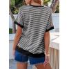 imageEVALESS Womens Oversized Tshirts Trendy Crewneck Short Sleeve Tops Color Block Striped T Shirts Loose Fit TeeBlack Stripe