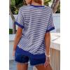 imageEVALESS Womens Oversized Tshirts Trendy Crewneck Short Sleeve Tops Color Block Striped T Shirts Loose Fit TeeBlue Stripe