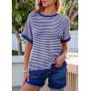imageEVALESS Womens Oversized Tshirts Trendy Crewneck Short Sleeve Tops Color Block Striped T Shirts Loose Fit TeeBlue Stripe