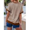 imageEVALESS Womens Oversized Tshirts Trendy Crewneck Short Sleeve Tops Color Block Striped T Shirts Loose Fit TeeBrown Stripe