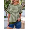 imageEVALESS Womens Oversized Tshirts Trendy Crewneck Short Sleeve Tops Color Block Striped T Shirts Loose Fit TeeGreen Stripe