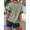 imageEVALESS Womens Oversized Tshirts Trendy Crewneck Short Sleeve Tops Color Block Striped T Shirts Loose Fit TeeGreen Stripe