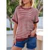 imageEVALESS Womens Oversized Tshirts Trendy Crewneck Short Sleeve Tops Color Block Striped T Shirts Loose Fit TeeRed Stripe