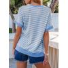 imageEVALESS Womens Oversized Tshirts Trendy Crewneck Short Sleeve Tops Color Block Striped T Shirts Loose Fit TeeSky Blue Stripe