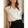 imageEVALESS Womens Pleated Tank Tops V Neck Casual Sleeveless Blouses Summer Basic Vest ShirtBeige