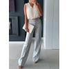 imageEVALESS Womens Pleated Tank Tops V Neck Casual Sleeveless Blouses Summer Basic Vest ShirtBeige