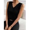 imageEVALESS Womens Pleated Tank Tops V Neck Casual Sleeveless Blouses Summer Basic Vest ShirtBlack