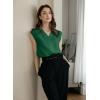 imageEVALESS Womens Pleated Tank Tops V Neck Casual Sleeveless Blouses Summer Basic Vest ShirtDark Green