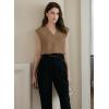 imageEVALESS Womens Pleated Tank Tops V Neck Casual Sleeveless Blouses Summer Basic Vest ShirtDark Khaki