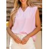 imageEVALESS Womens Pleated Tank Tops V Neck Casual Sleeveless Blouses Summer Basic Vest ShirtLight Pink