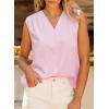 imageEVALESS Womens Pleated Tank Tops V Neck Casual Sleeveless Blouses Summer Basic Vest ShirtLight Pink