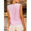 imageEVALESS Womens Pleated Tank Tops V Neck Casual Sleeveless Blouses Summer Basic Vest ShirtLight Pink