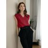 imageEVALESS Womens Pleated Tank Tops V Neck Casual Sleeveless Blouses Summer Basic Vest ShirtRacing Red
