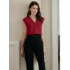 imageEVALESS Womens Pleated Tank Tops V Neck Casual Sleeveless Blouses Summer Basic Vest ShirtRacing Red