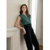 imageEVALESS Womens Pleated Tank Tops V Neck Casual Sleeveless Blouses Summer Basic Vest ShirtSea Green