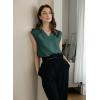 imageEVALESS Womens Pleated Tank Tops V Neck Casual Sleeveless Blouses Summer Basic Vest ShirtSea Green