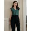 imageEVALESS Womens Pleated Tank Tops V Neck Casual Sleeveless Blouses Summer Basic Vest ShirtSea Green