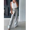 imageEVALESS Womens Pleated Tank Tops V Neck Casual Sleeveless Blouses Summer Basic Vest ShirtWhite