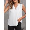 imageEVALESS Womens Pleated Tank Tops V Neck Casual Sleeveless Blouses Summer Basic Vest ShirtWhite