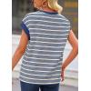 imageEVALESS Womens Short Sleeve Tops Casual Crewneck Oversized T Shirts Summer Trendy Striped Knit Tee BlousesBlue Stripe