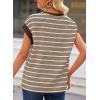 imageEVALESS Womens Short Sleeve Tops Casual Crewneck Oversized T Shirts Summer Trendy Striped Knit Tee BlousesBrown Stripe