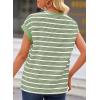 imageEVALESS Womens Short Sleeve Tops Casual Crewneck Oversized T Shirts Summer Trendy Striped Knit Tee BlousesGreen Stripe