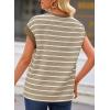 imageEVALESS Womens Short Sleeve Tops Casual Crewneck Oversized T Shirts Summer Trendy Striped Knit Tee BlousesKhaki Stripe