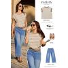 imageEVALESS Womens Short Sleeve Tops Casual Crewneck Oversized T Shirts Summer Trendy Striped Knit Tee BlousesPink Stripe
