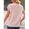 imageEVALESS Womens Short Sleeve Tops Casual Crewneck Oversized T Shirts Summer Trendy Striped Knit Tee BlousesPink Stripe