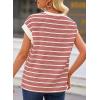 imageEVALESS Womens Short Sleeve Tops Casual Crewneck Oversized T Shirts Summer Trendy Striped Knit Tee BlousesRed Stripe