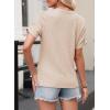 imageEVALESS Womens Short Sleeve Tops Summer Casual V Neck T Shirts Blouses Solid Textured Knit Tee TunicBeige